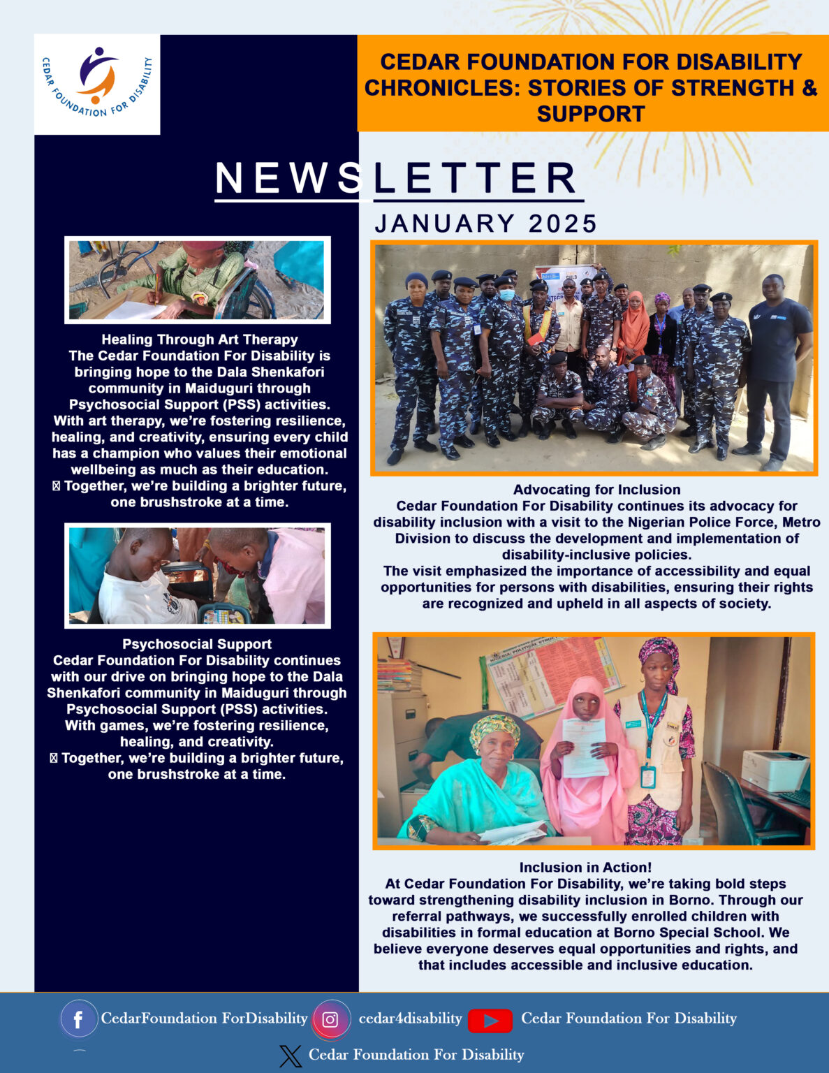 JANUARY NEWSLETTER 2025 – Cedar Foundation for Disability